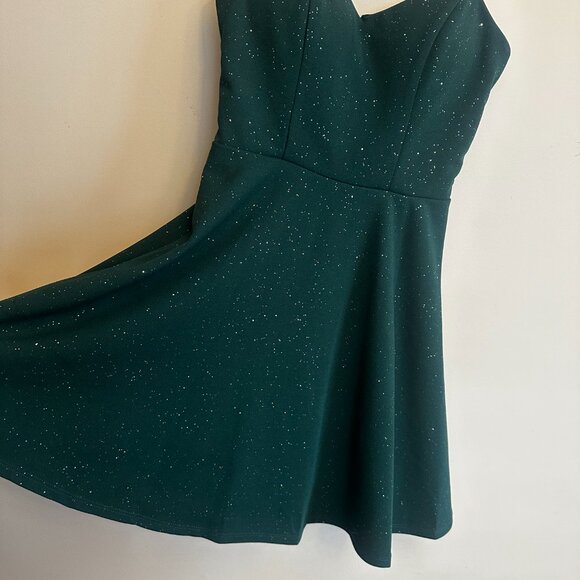 City Triangles Emerald Green Glitter Skater Dress Size 1 Holiday Party - Picture 2 of 10